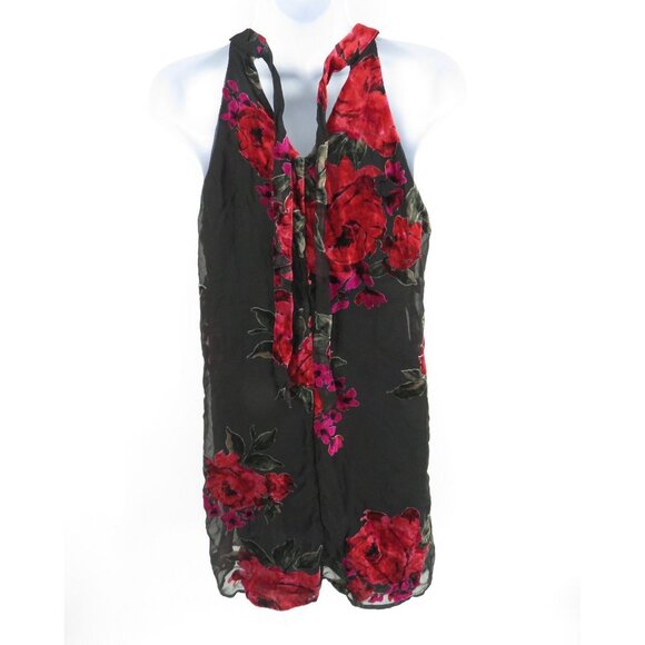 As U Wish Juniors' Cutout Flocked Black Red  Shift Dress Small NWT $59 - Picture 3 of 4